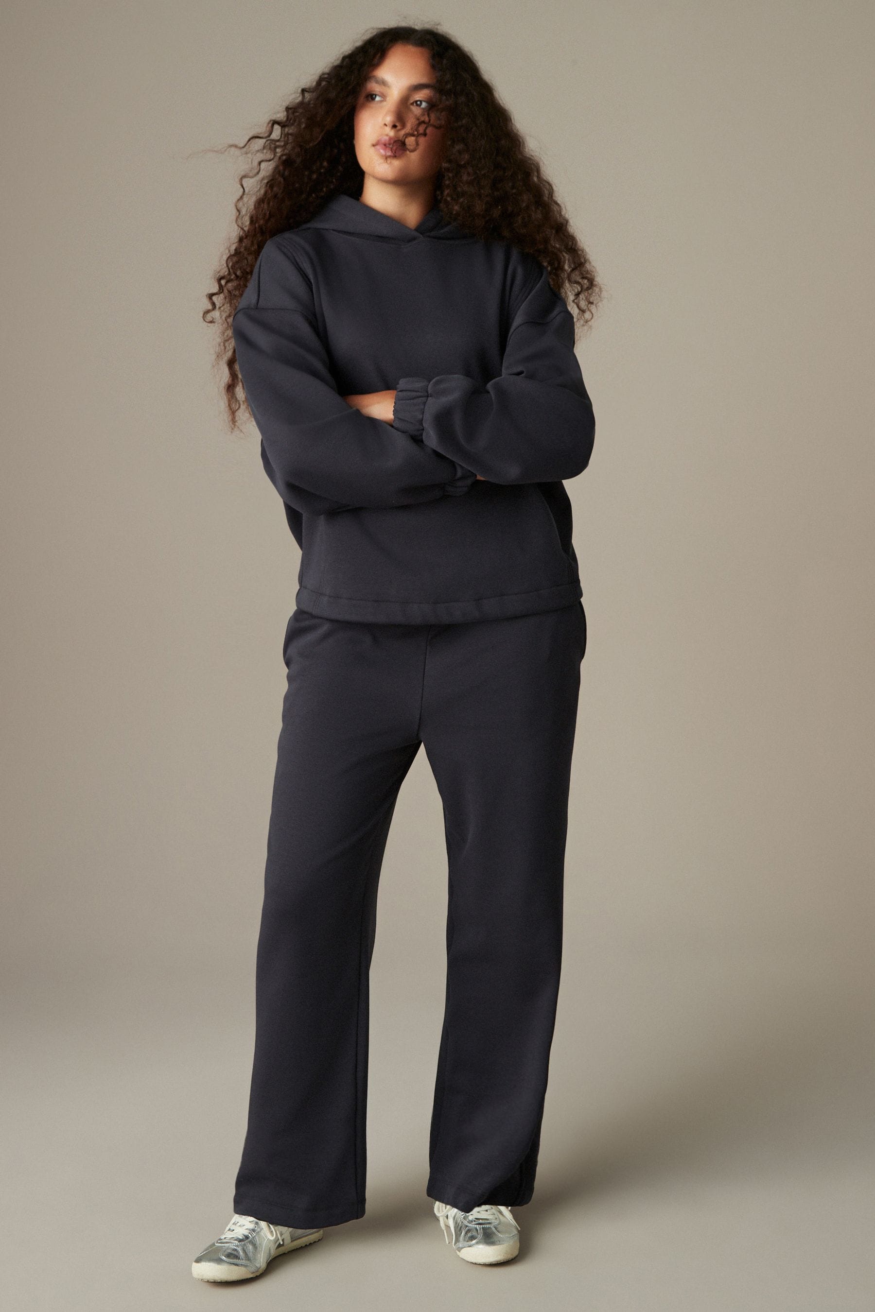 Buy Ink Soft Touch Fleece Lined Heavyweight Wide Leg Joggers from the Next UK online shop