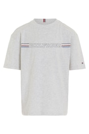 Tommy Hilfiger Grey Stripe Logo T-Shirt - Image 4 of 6