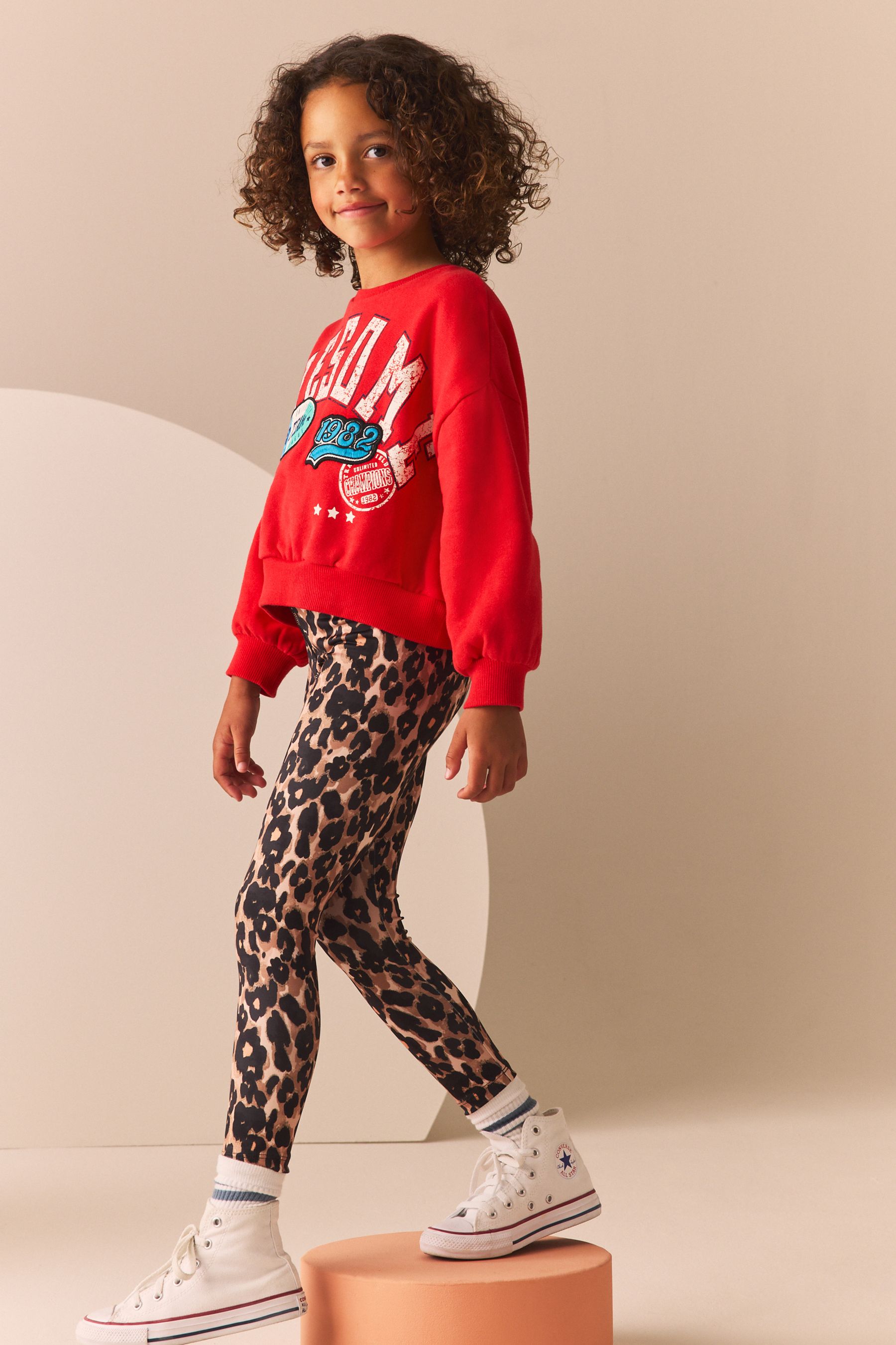 Red leopard print leggings top