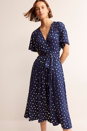 Boden Blue Petite Kimono Wrap Jersey Midi Dress - Image 1 of 5