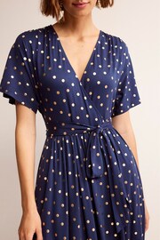 Boden Blue Petite Kimono Wrap Jersey Midi Dress - Image 2 of 5