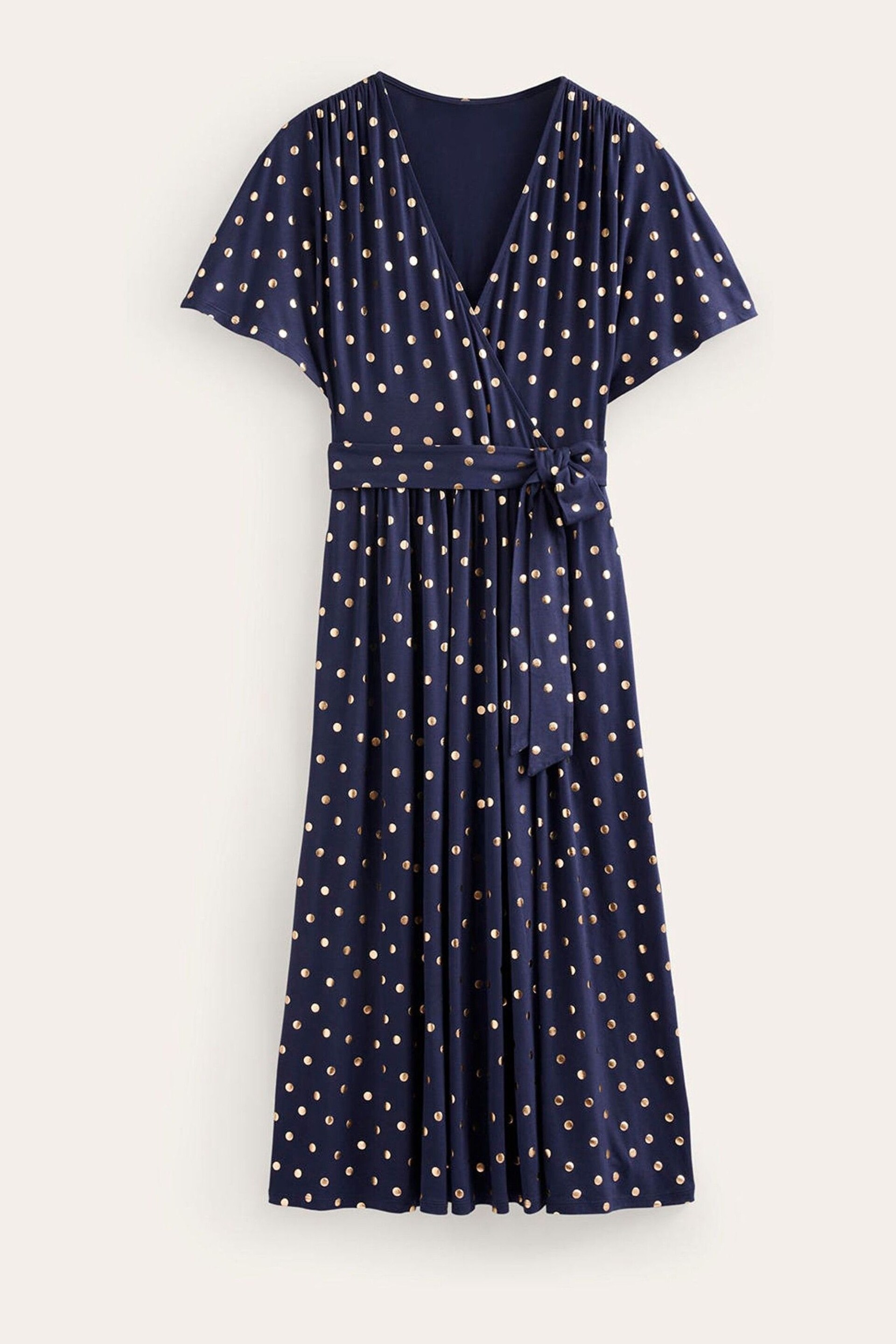 Boden Blue Petite Kimono Wrap Jersey Midi Dress - Image 5 of 5