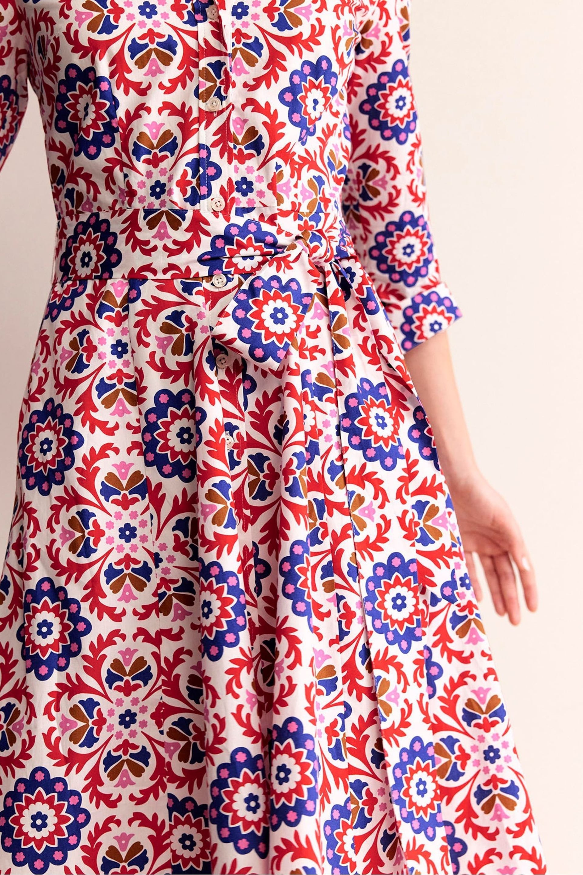 Boden Red Amy Cotton Midi Shirt Dress - Image 3 of 6