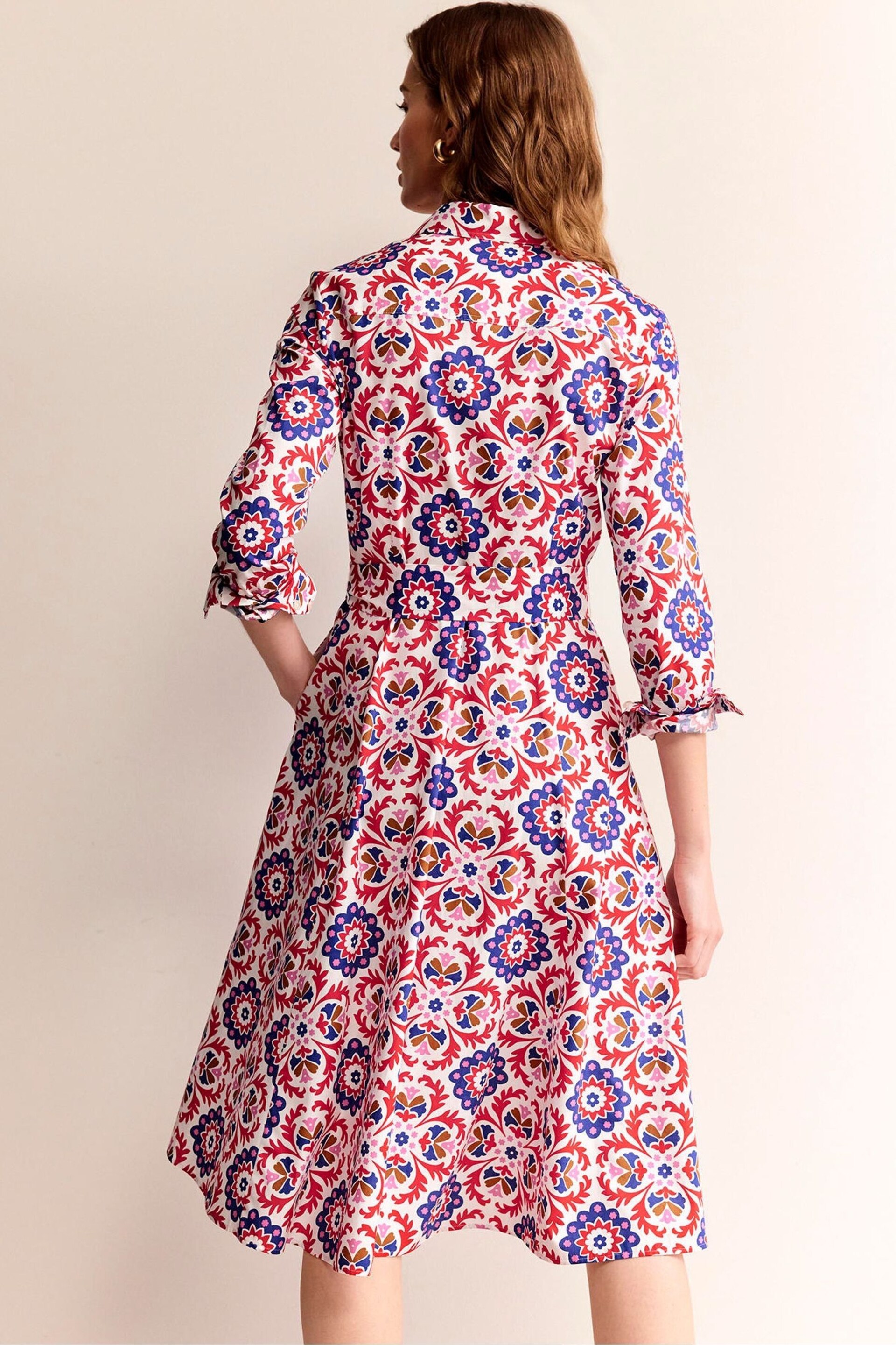 Boden Red Amy Cotton Midi Shirt Dress - Image 4 of 6