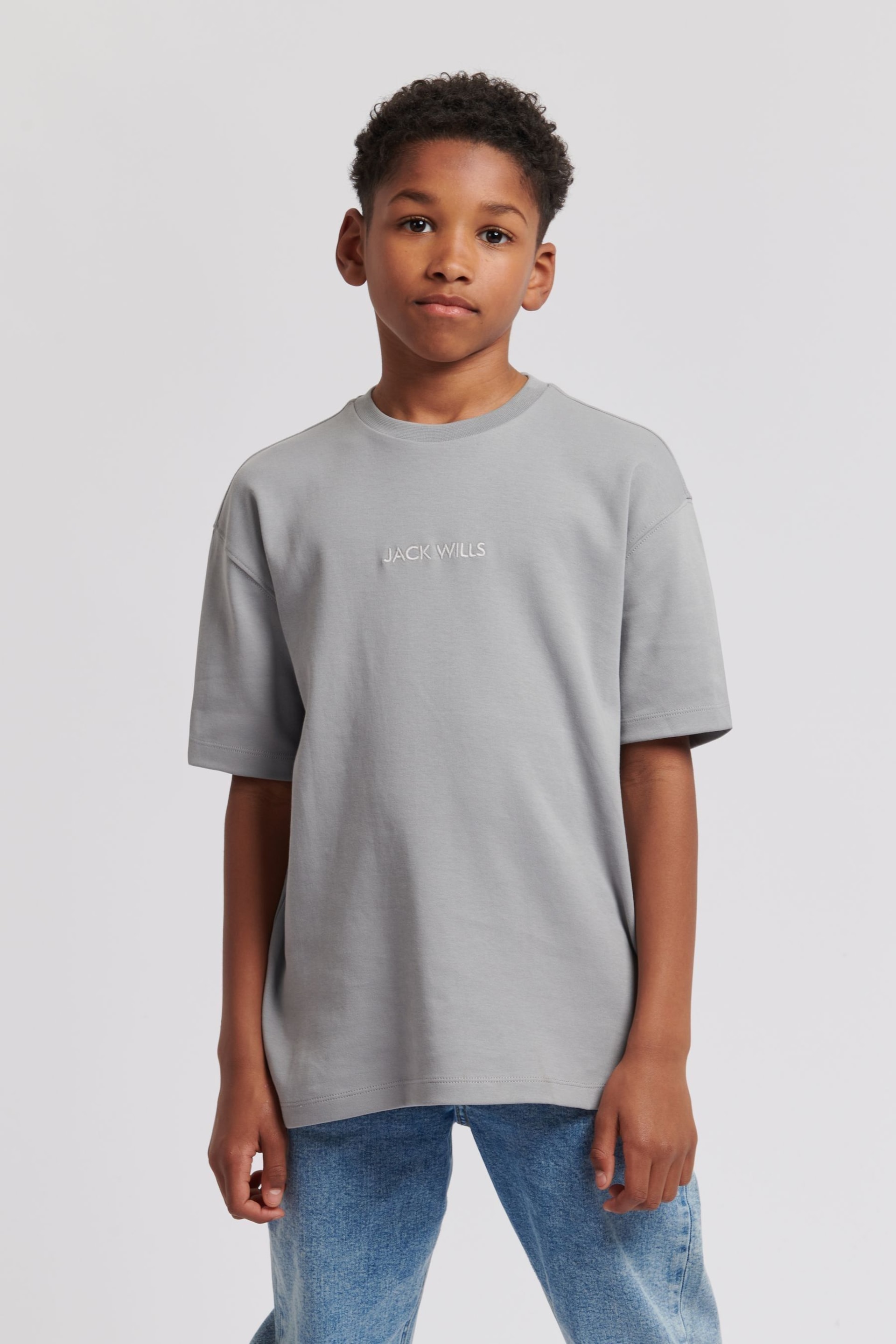 Jack Wills Boys Grey Loose Fit Debdon T-Shirt - Image 1 of 4