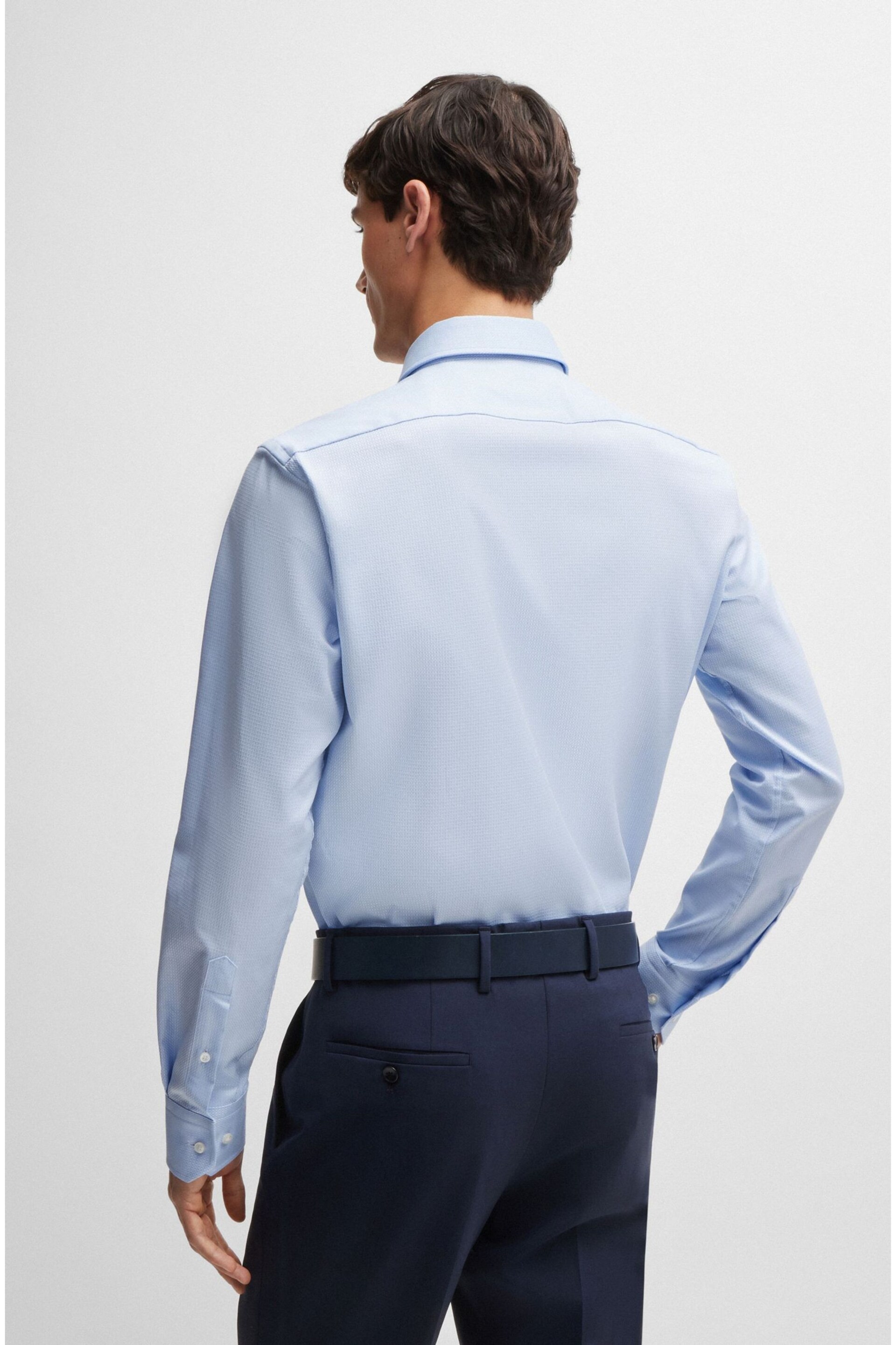 BOSS Blue Regular-Fit Shirt In Structured Easy-Iron Stretch Cotton - Image 2 of 6