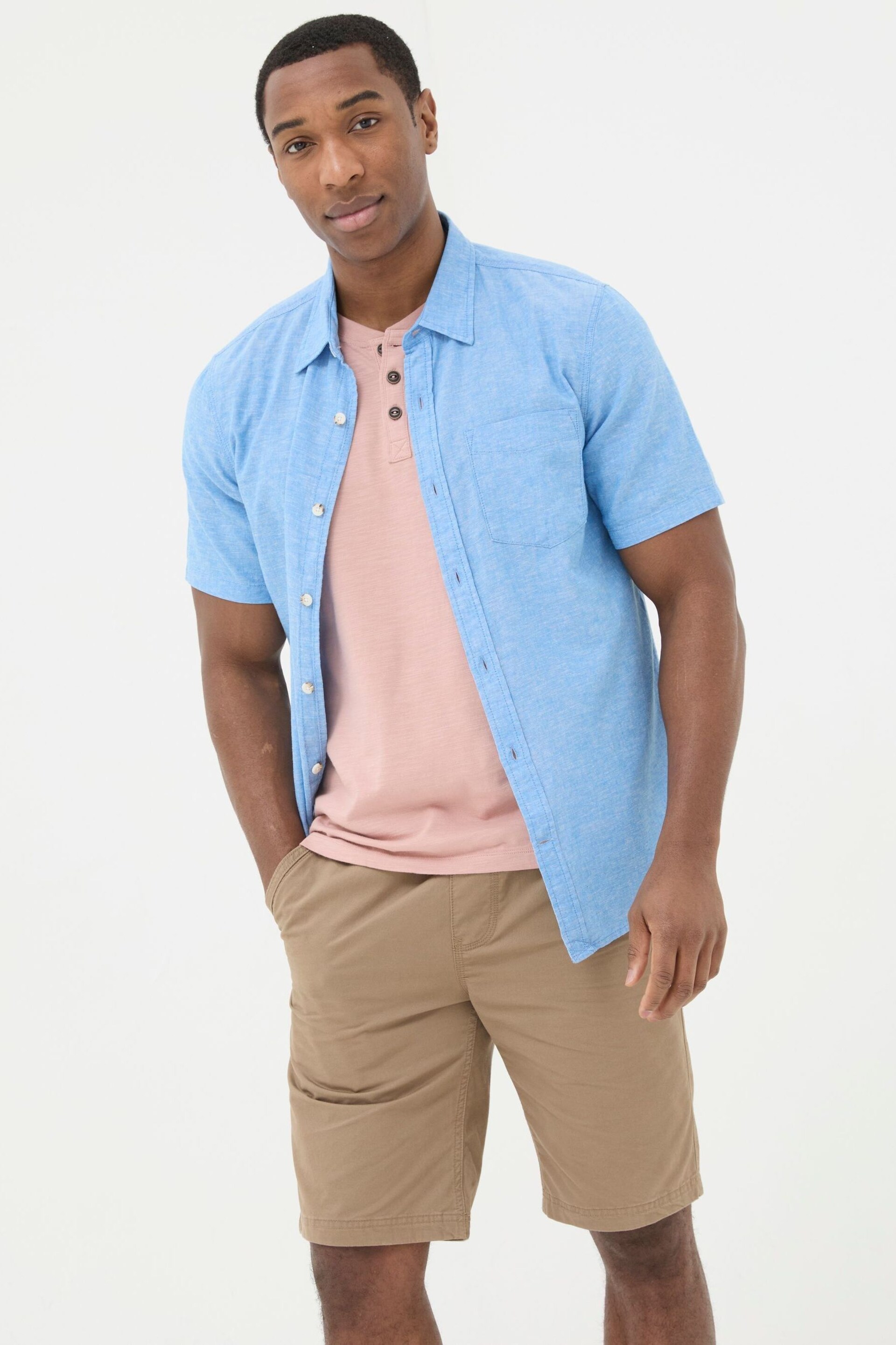 FatFace Blue Bugle Linen Cotton Shirt - Image 1 of 4