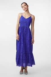 Y.A.S Blue Broderie Maxi Sun Dress - Image 1 of 3