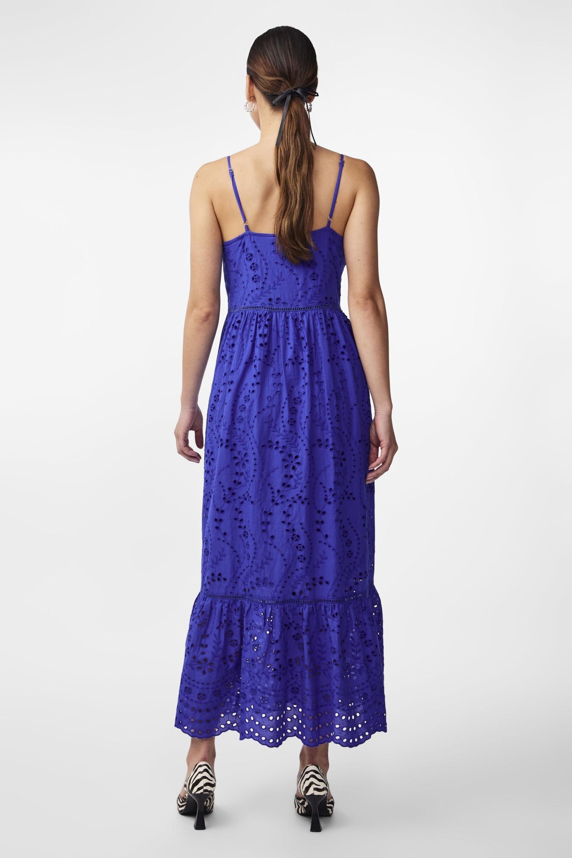 Y.A.S Blue Broderie Maxi Sun Dress - Image 2 of 3