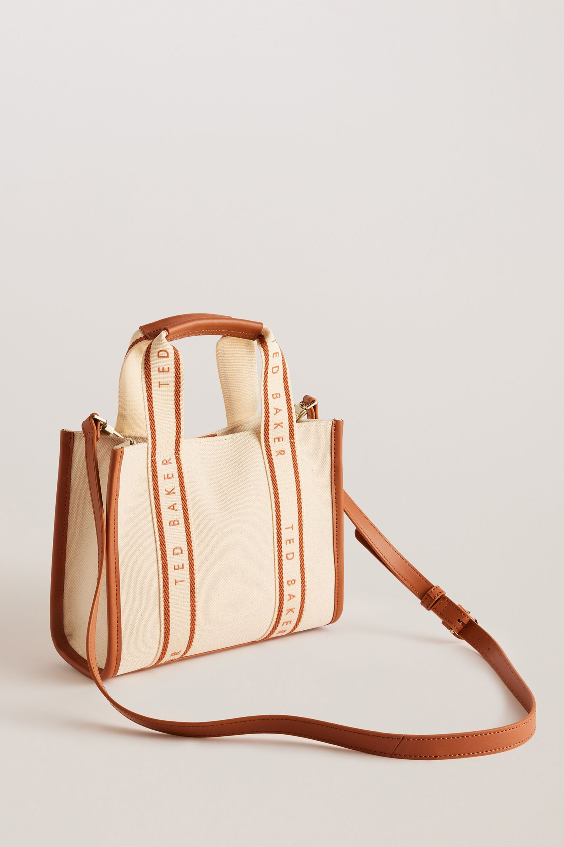 Ted Baker Natural Georjea Branded Webbing Canvas Small Tote Bag - Image 4 of 5