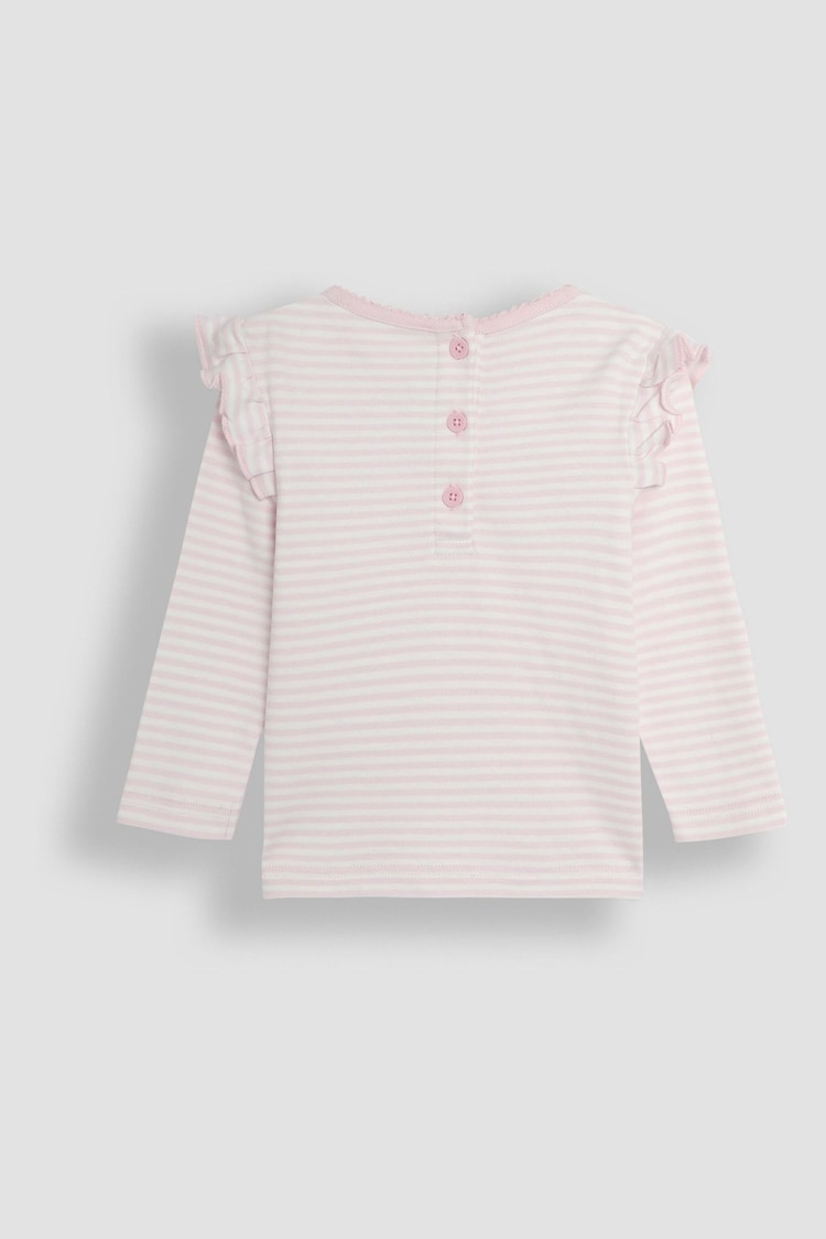 JoJo Maman Bébé Pink 2-Pack Ditsy Floral & Stripe Frill Tops - Image 5 of 5