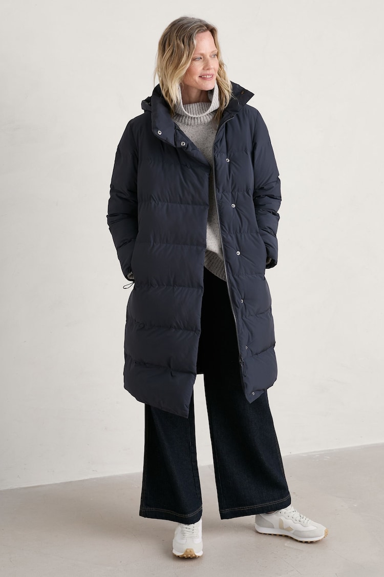 Seasalt Cornwall Blue Holywell Bay Waterproof Coat - Image 1 of 5