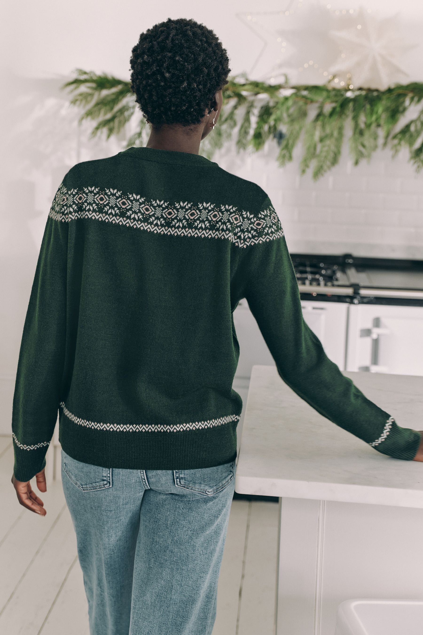 Buy Dark Green Matching Family Womens Christmas Hamish The Highland Cow Jumper with Wool from the Next UK online shop