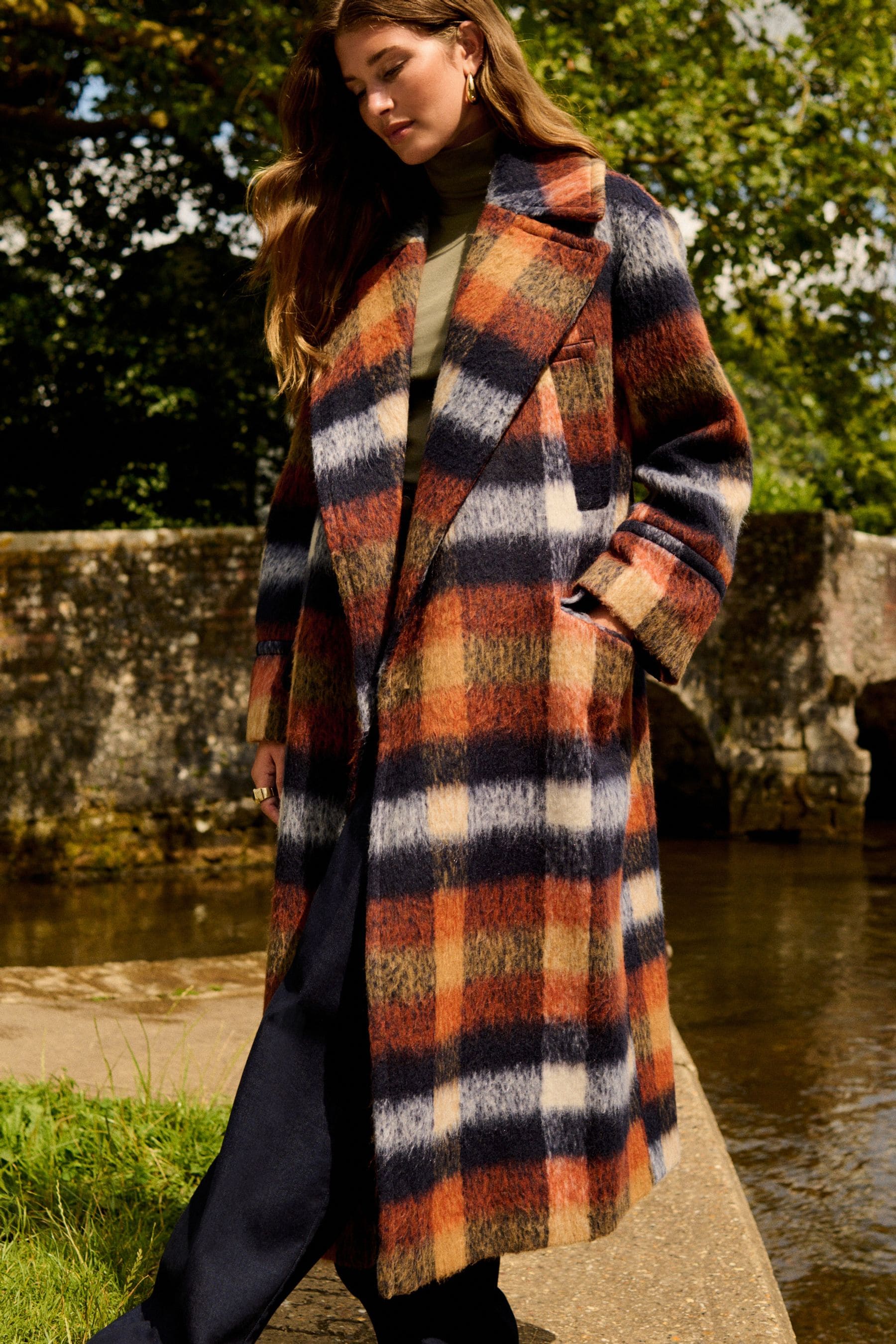 Buy Check Overcoat with Revere Collar from the Next UK online shop