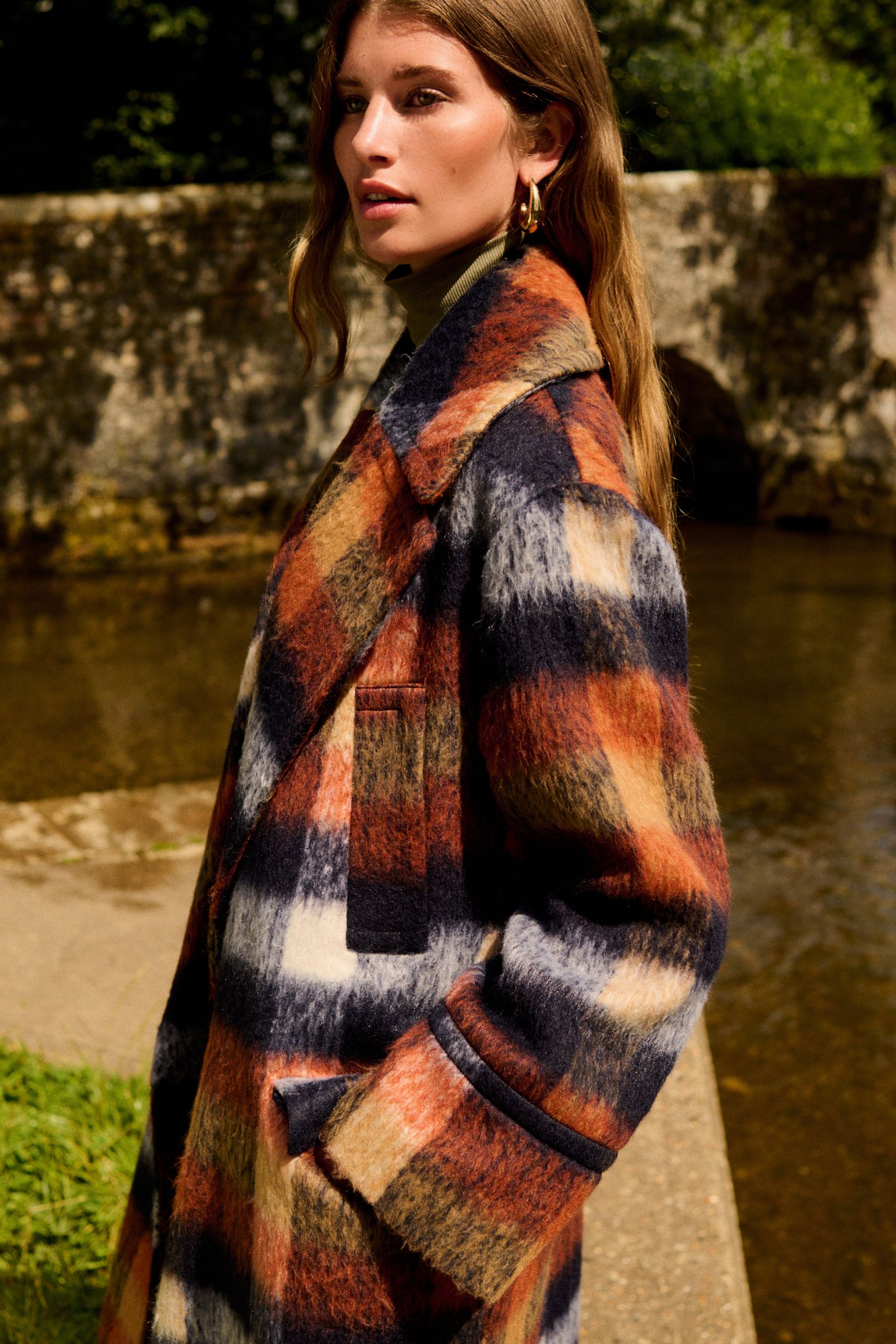 Buy Check Overcoat with Revere Collar from Next Canada