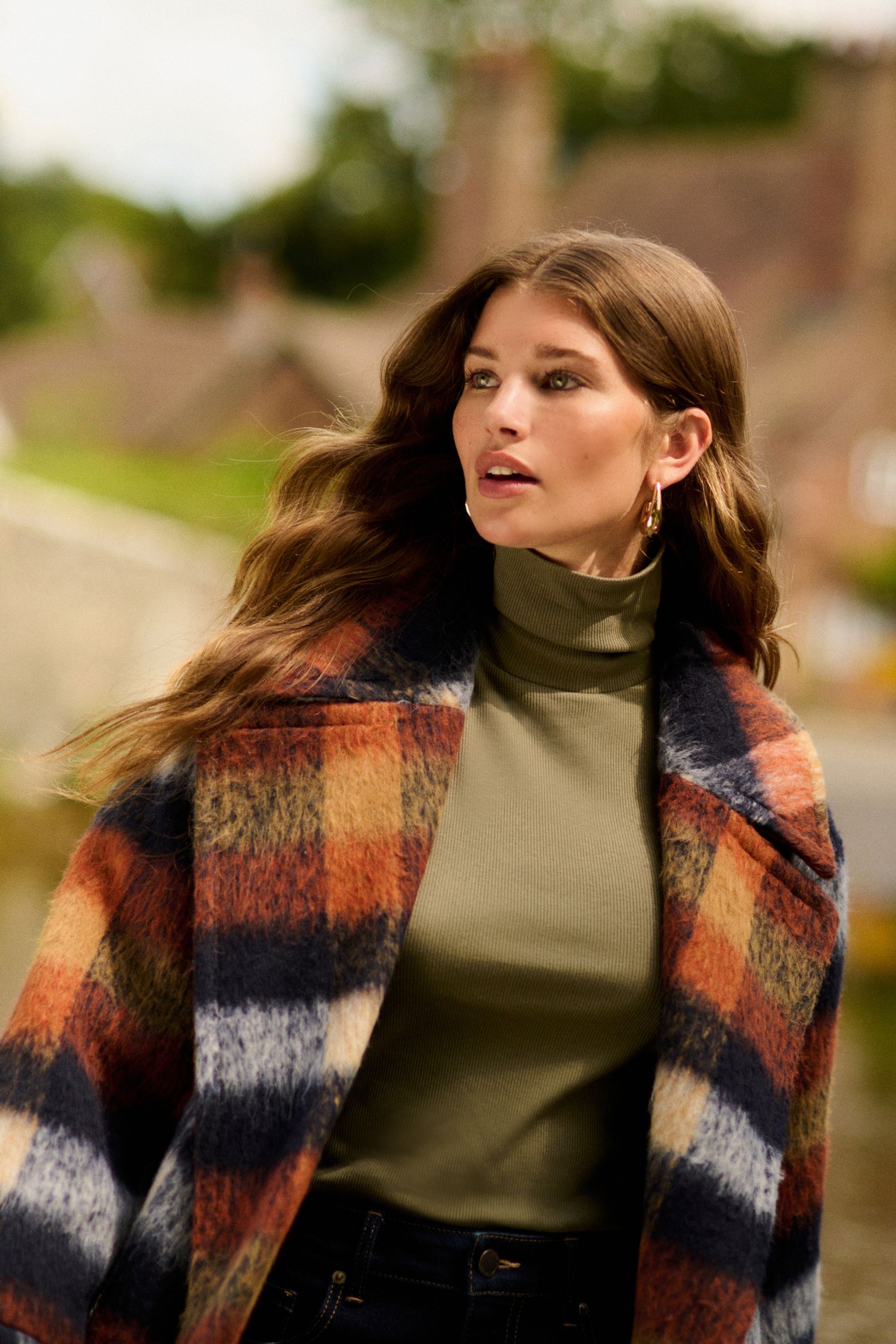 Buy Check Overcoat with Revere Collar from Next Denmark