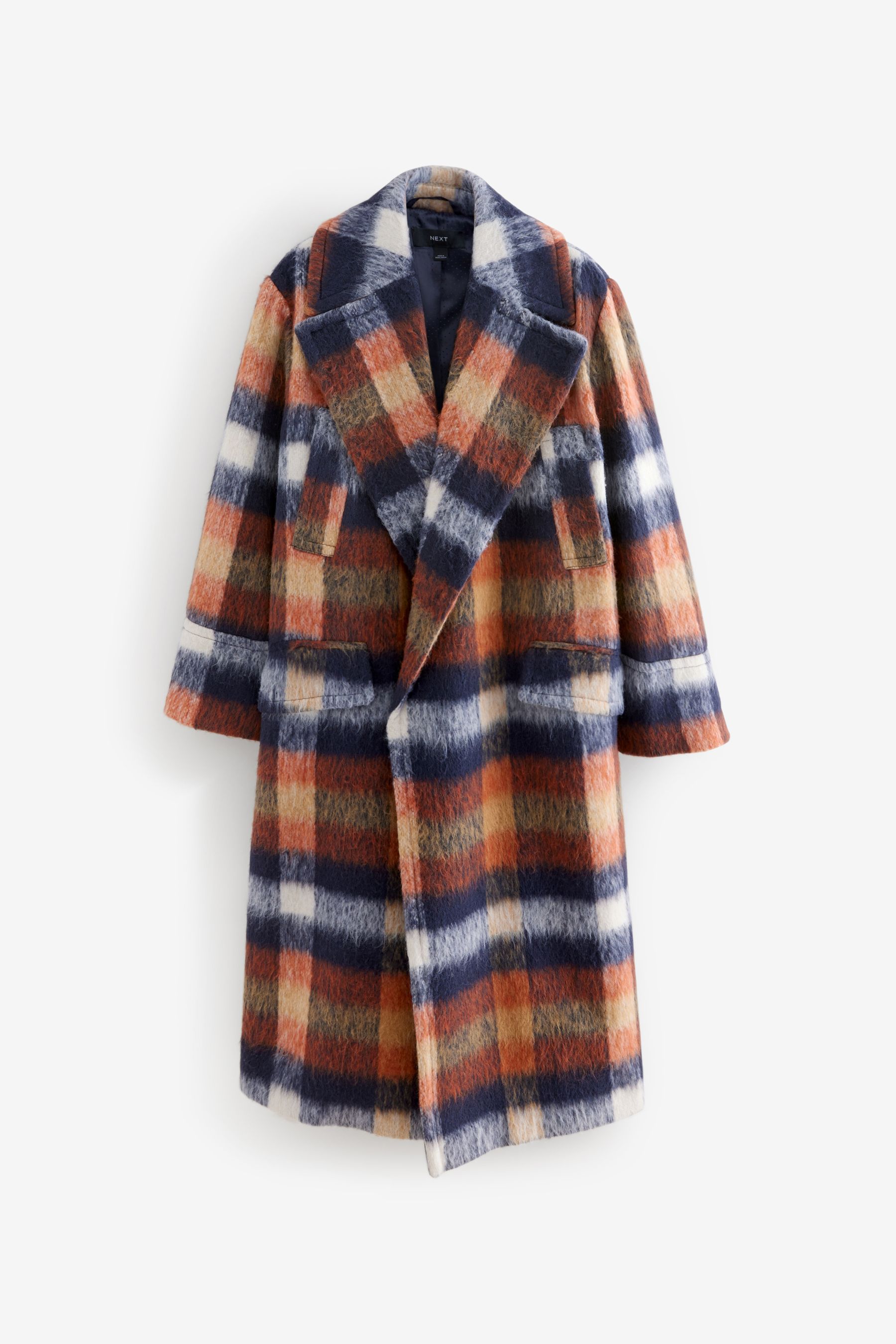 Check Overcoat with Revere Collar