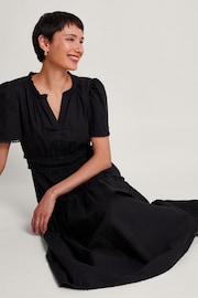 Monsoon Black Frill Lorena Midi Dress - Image 3 of 5