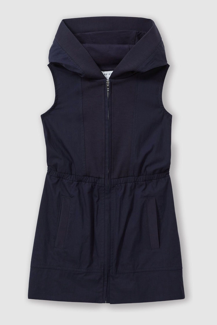 Reiss Navy Talli Senior Shell Hooded Dress - Image 2 of 5