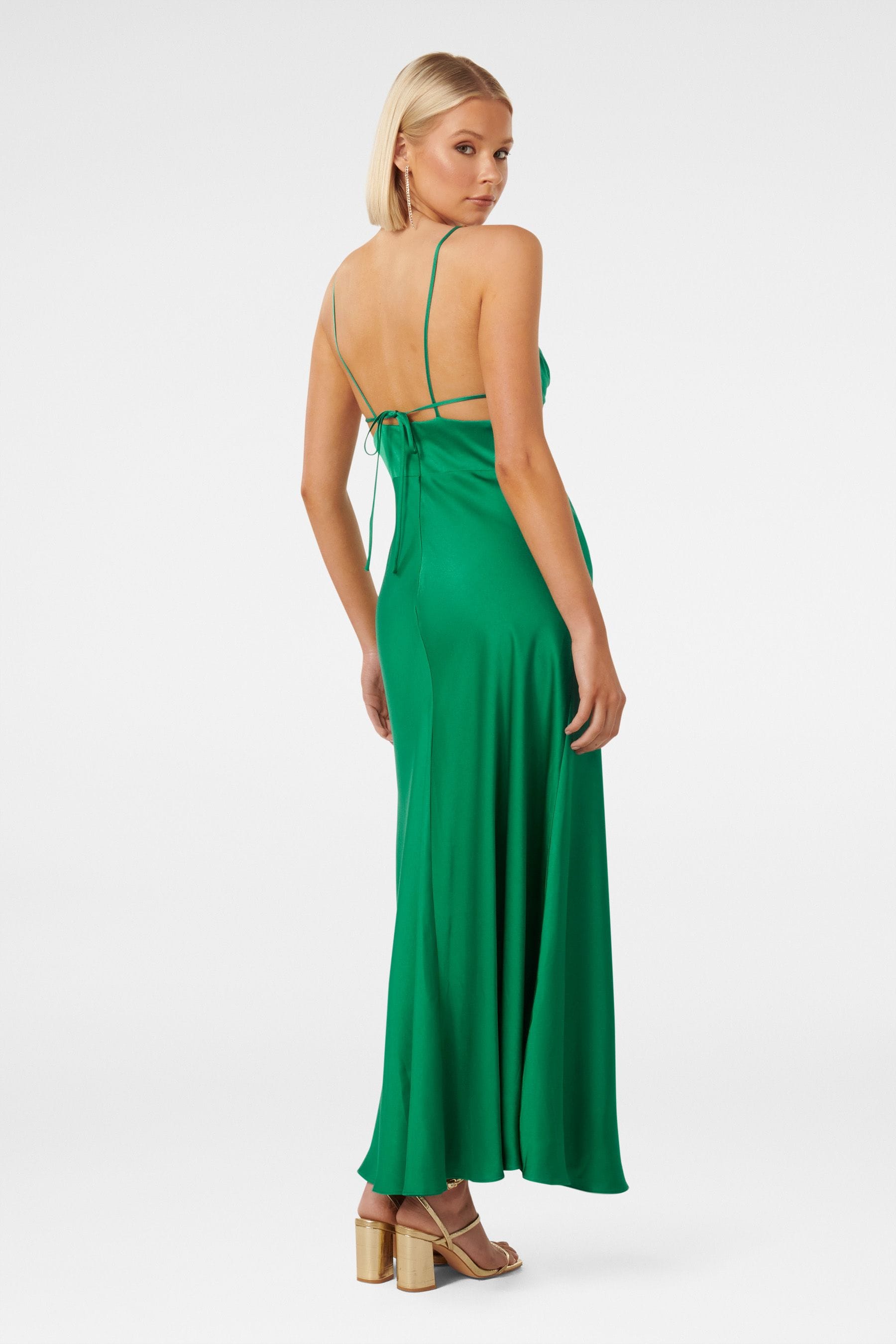 Buy Forever New Green Cassia Satin Cutout Midi Dress from Next Luxembourg