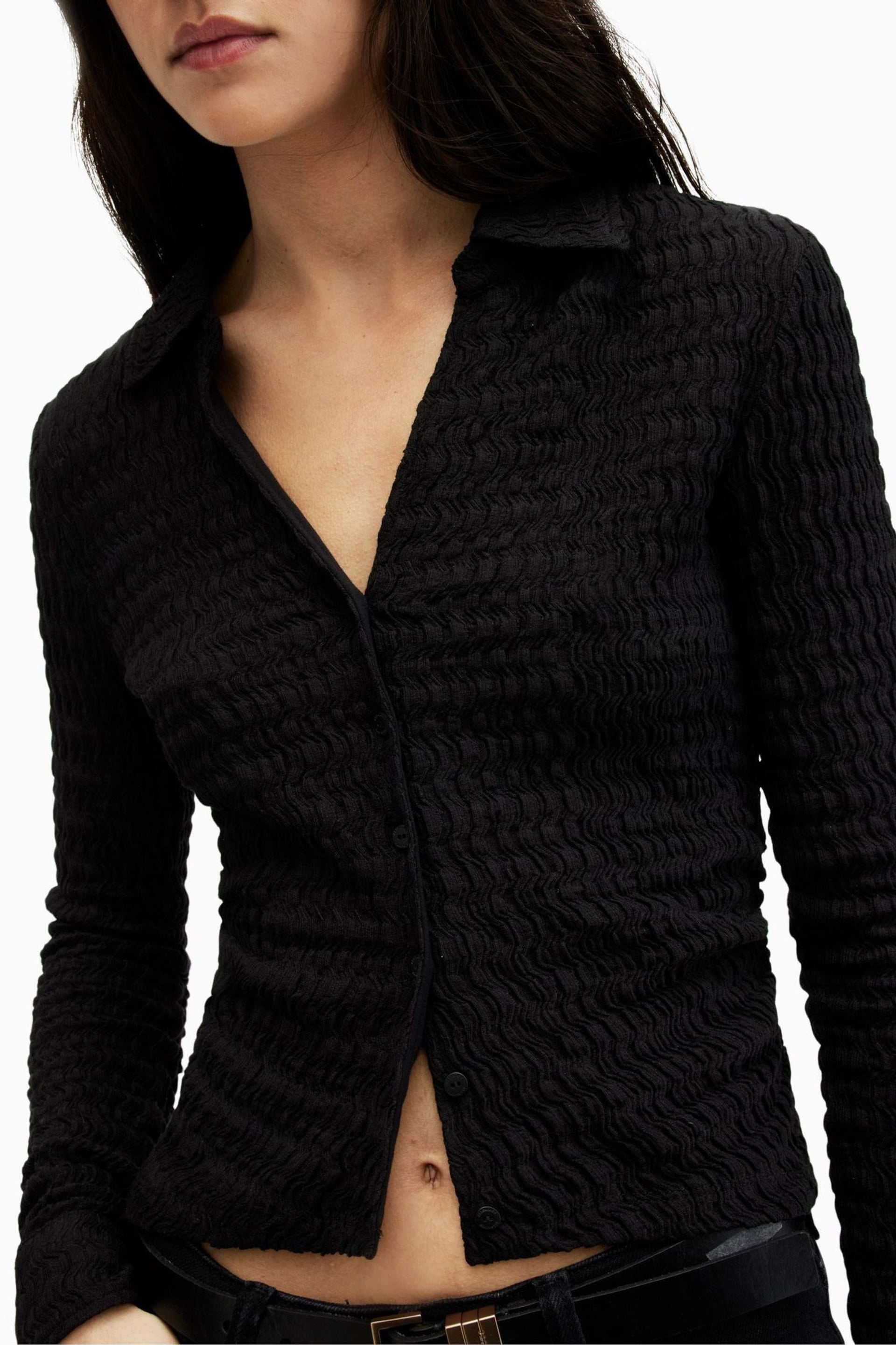AllSaints Black Connie Shirt - Image 5 of 6