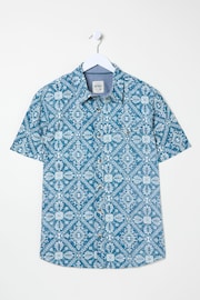 FatFace Blue Short Sleeve Large Tile Print Shirt - Image 5 of 5