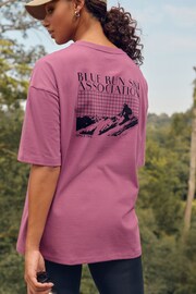 Hot Pink 100% Cotton Graphic Sporty Ski T-Shirt - Image 1 of 10