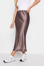 PixieGirl Petite Brown Satin Midi Skirt - Image 2 of 3