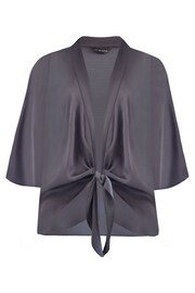 Live Unlimited Curve Grey Satin Tie Front Cover-Up - Image 7 of 7
