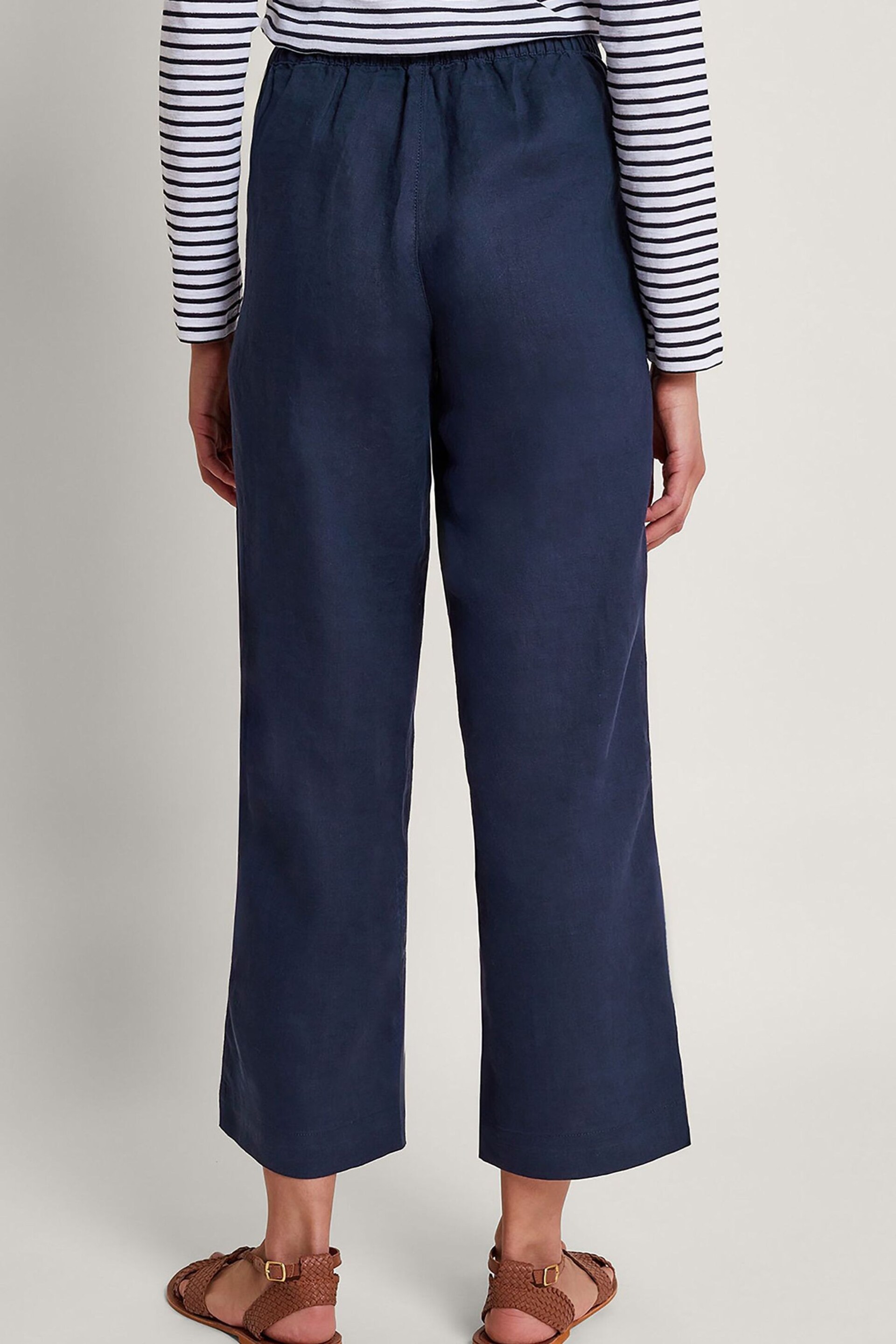 Monsoon Blue Parker Linen Crop Trousers - Image 2 of 6