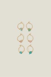 Accessorize 14ct Gold Plated Stone Hoop Earrings 3 Pack - Image 2 of 4