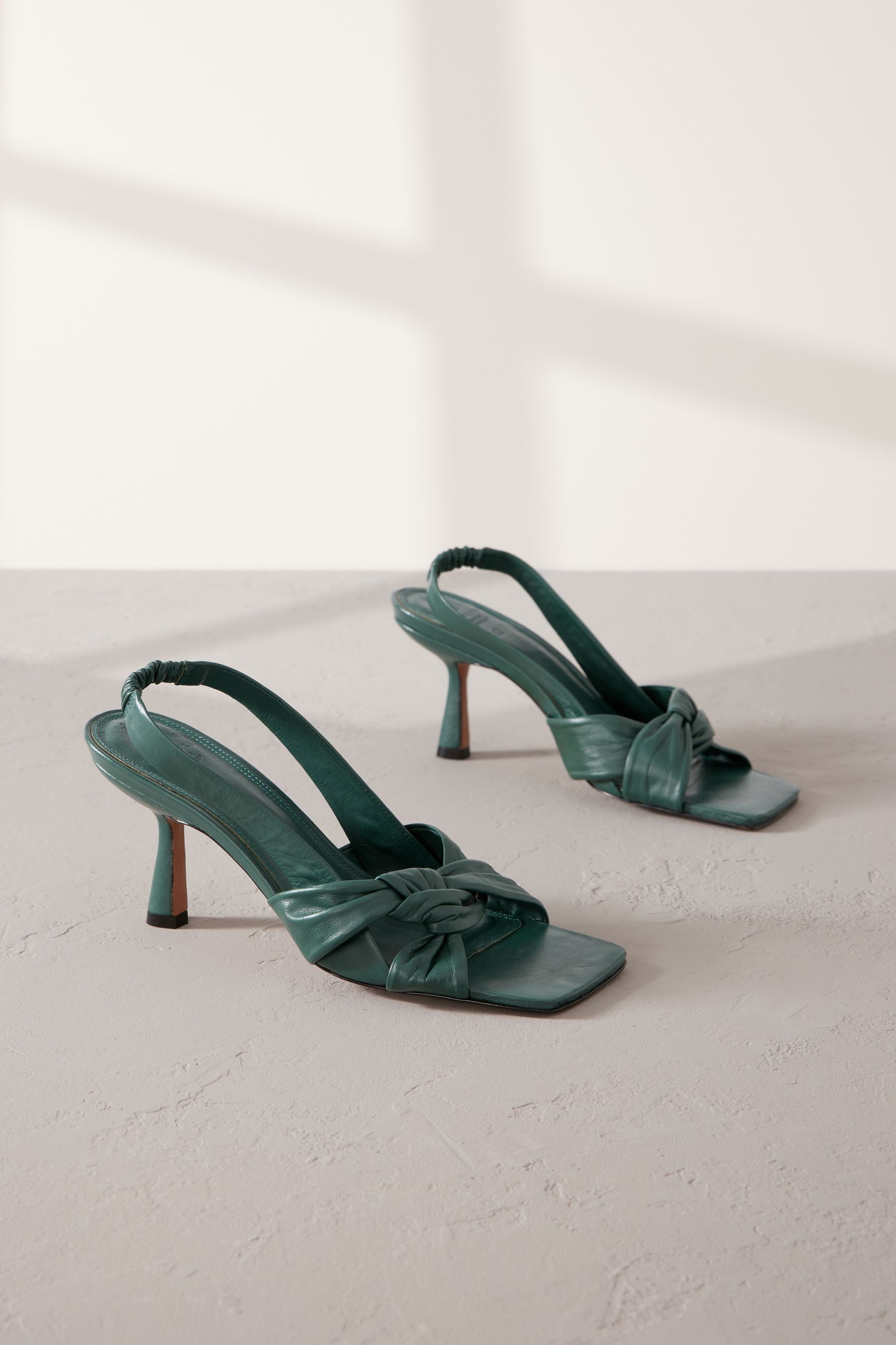 Buy Green Premium Leather Side Twist Square Toe Sandals from the Next UK online shop