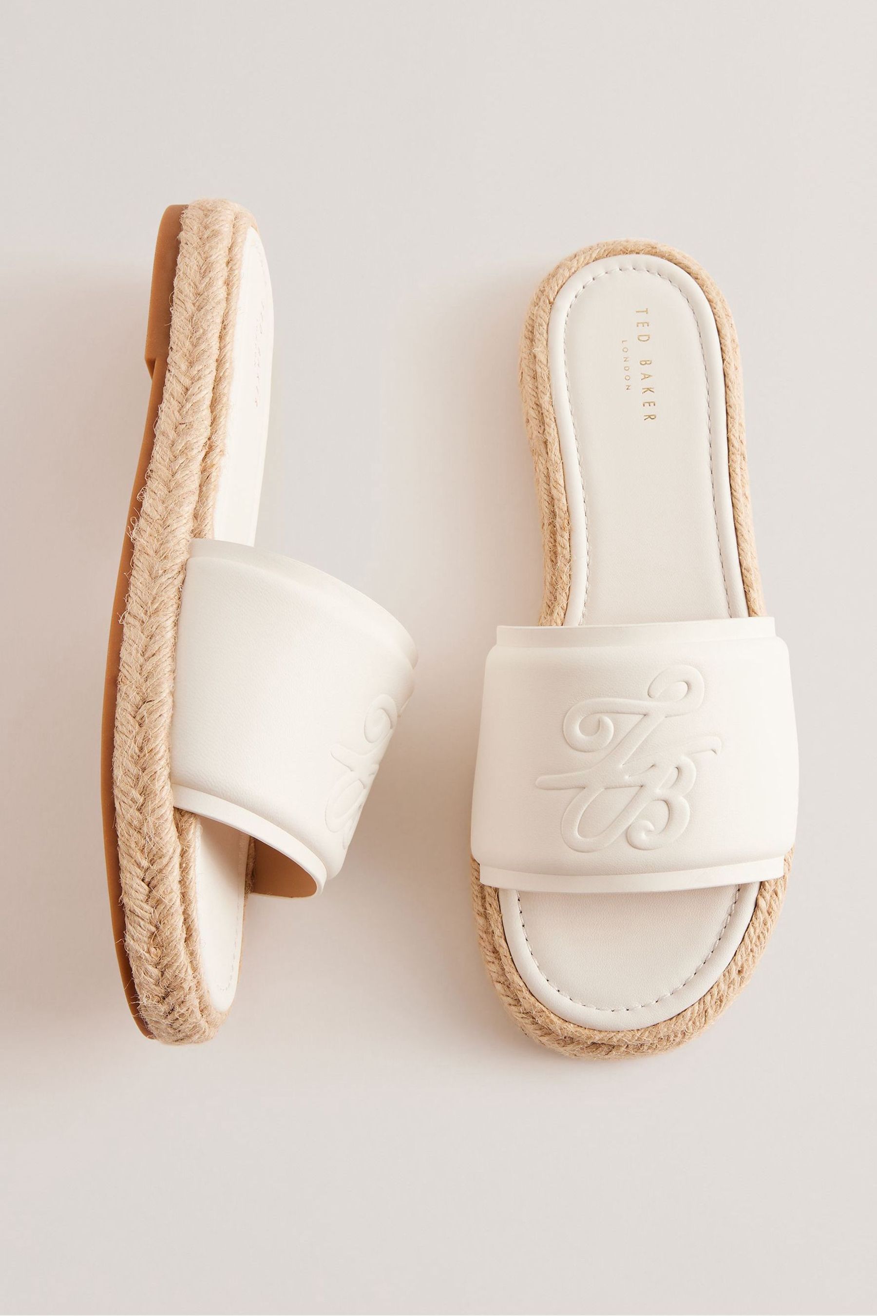 Buy Ted Baker White Portiya Flat Espadrilles Sandals With Signature Logo from Next Luxembourg