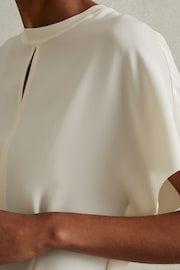 Reiss Ivory/Stone Miller Colourblock Draped Sleeve Midi Dress - Image 3 of 5