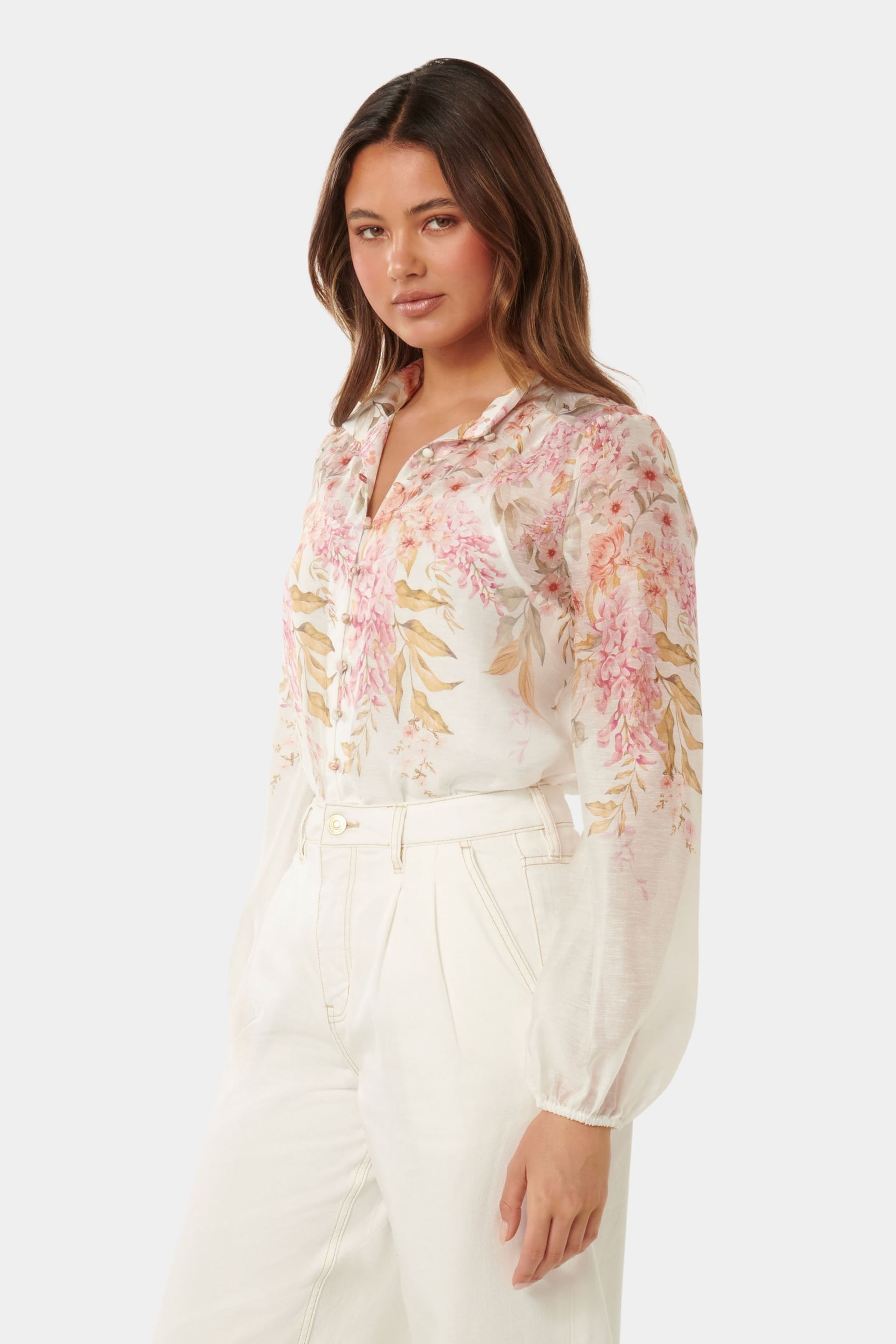 Forever New White Ellidy Button Down Blouse - Image 3 of 5