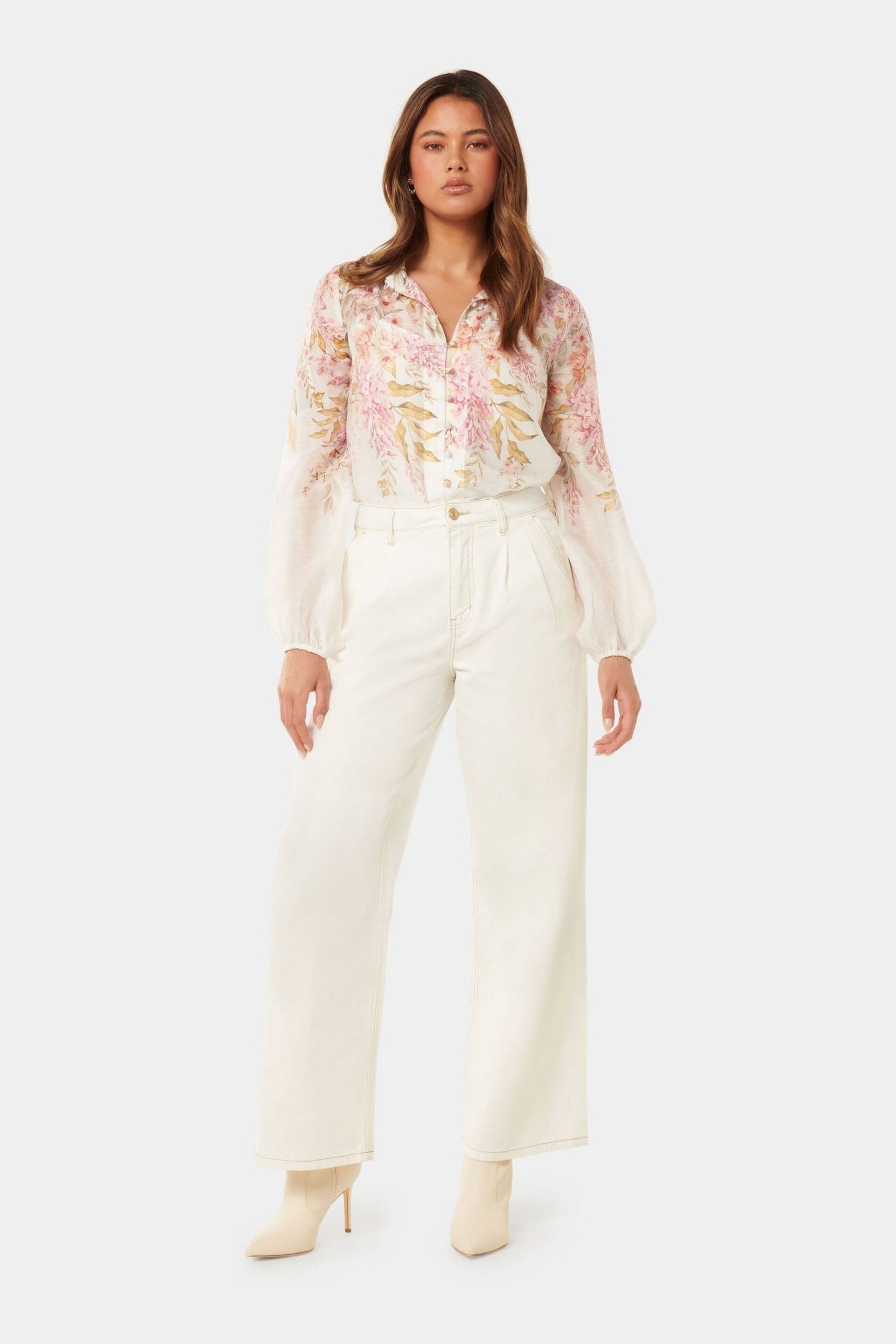 Forever New White Ellidy Button Down Blouse - Image 5 of 5