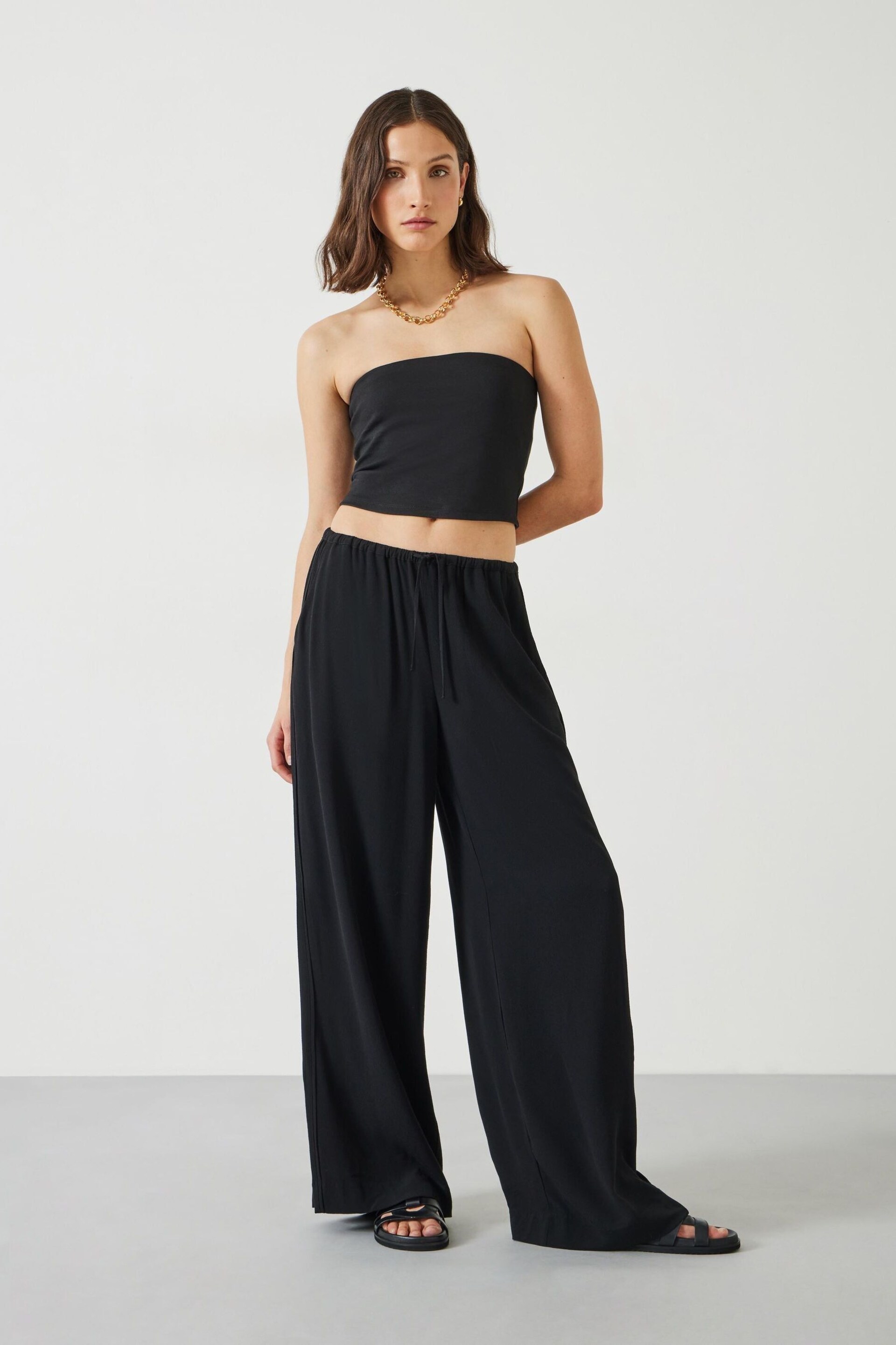 Hush Black Lyra Tie Waist Trousers - Image 1 of 2