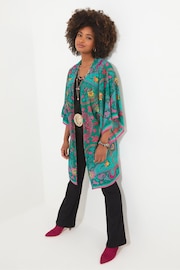 Joe Browns Green Placement Print Flared Sleeve Kimono - Image 2 of 5