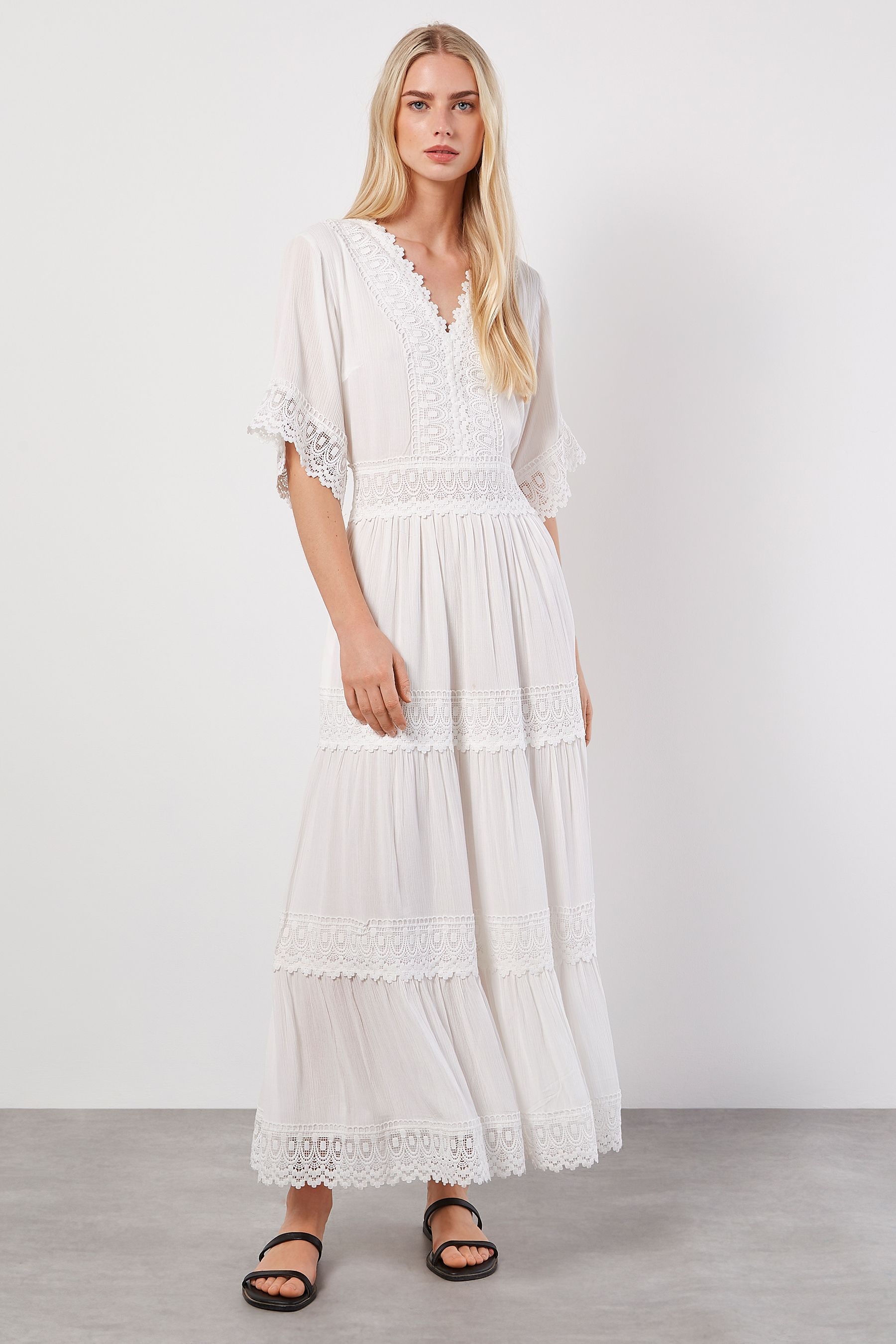 Max studio crochet lace maxi dress top