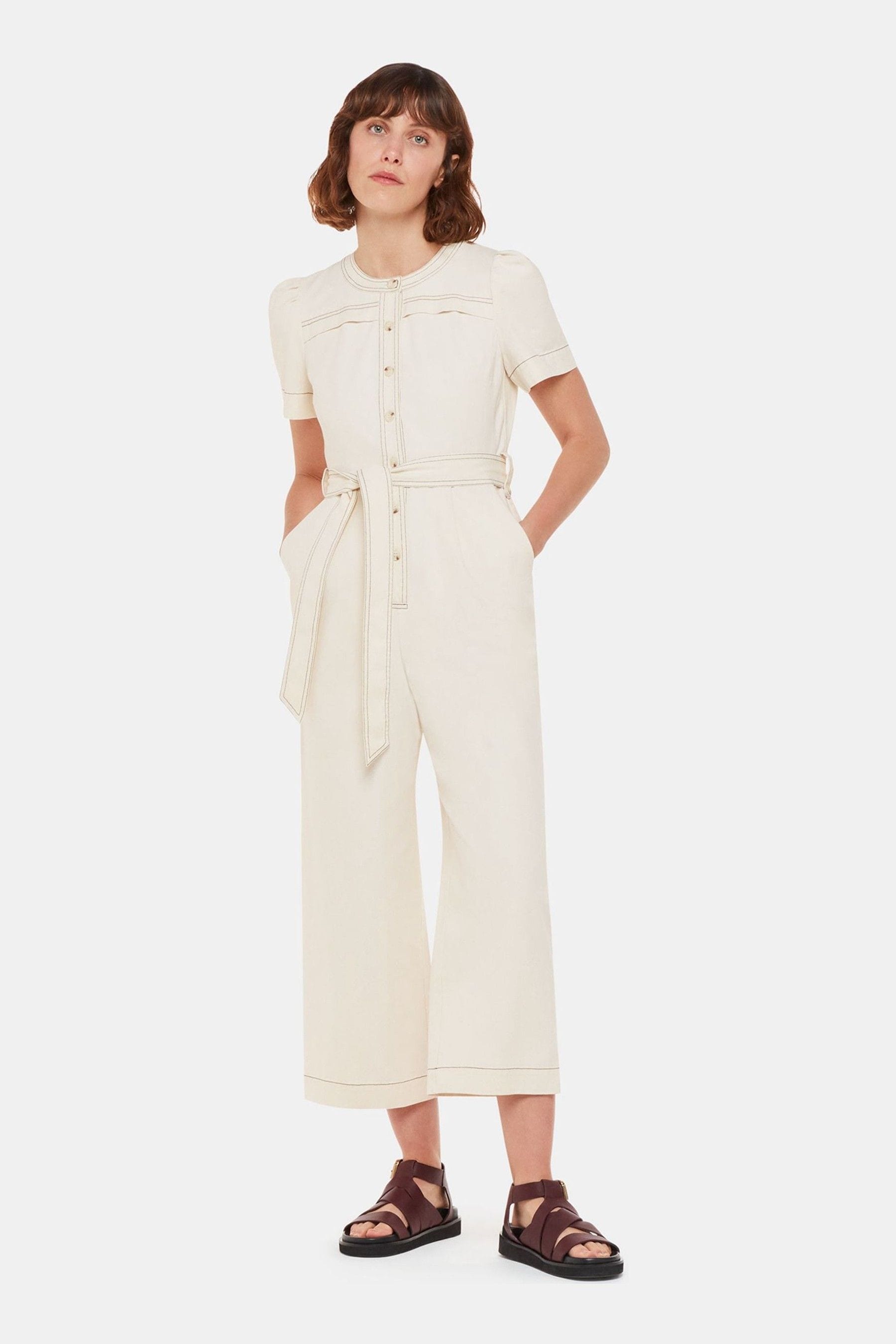 Buy Whistles Ivory Petite Alana 100 Cotton Denim Jumpsuit from Next Malta