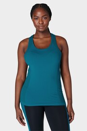 Sweaty Betty Reef Teal Blue Athlete Seamless Workout Tank Top - Image 4 of 8