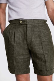 MOSS Khaki Green 100% Linen Shorts - Image 3 of 4