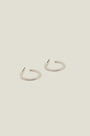 Accessorize Sterling Silver Plated Sparkle Front and Back Hoops - Image 3 of 3