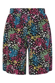 Yours Curve Black Rainbow Ditsy Floral Print Jersey Shorts - Image 6 of 6