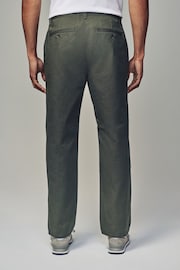 Khaki Green Straight Fit Utility Chino 100% Cotton Trousers - Image 4 of 10