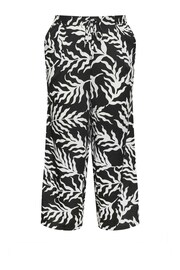 Yours Curve Black Leaf Print Drawstring Wide Leg Trousers - Image 6 of 6