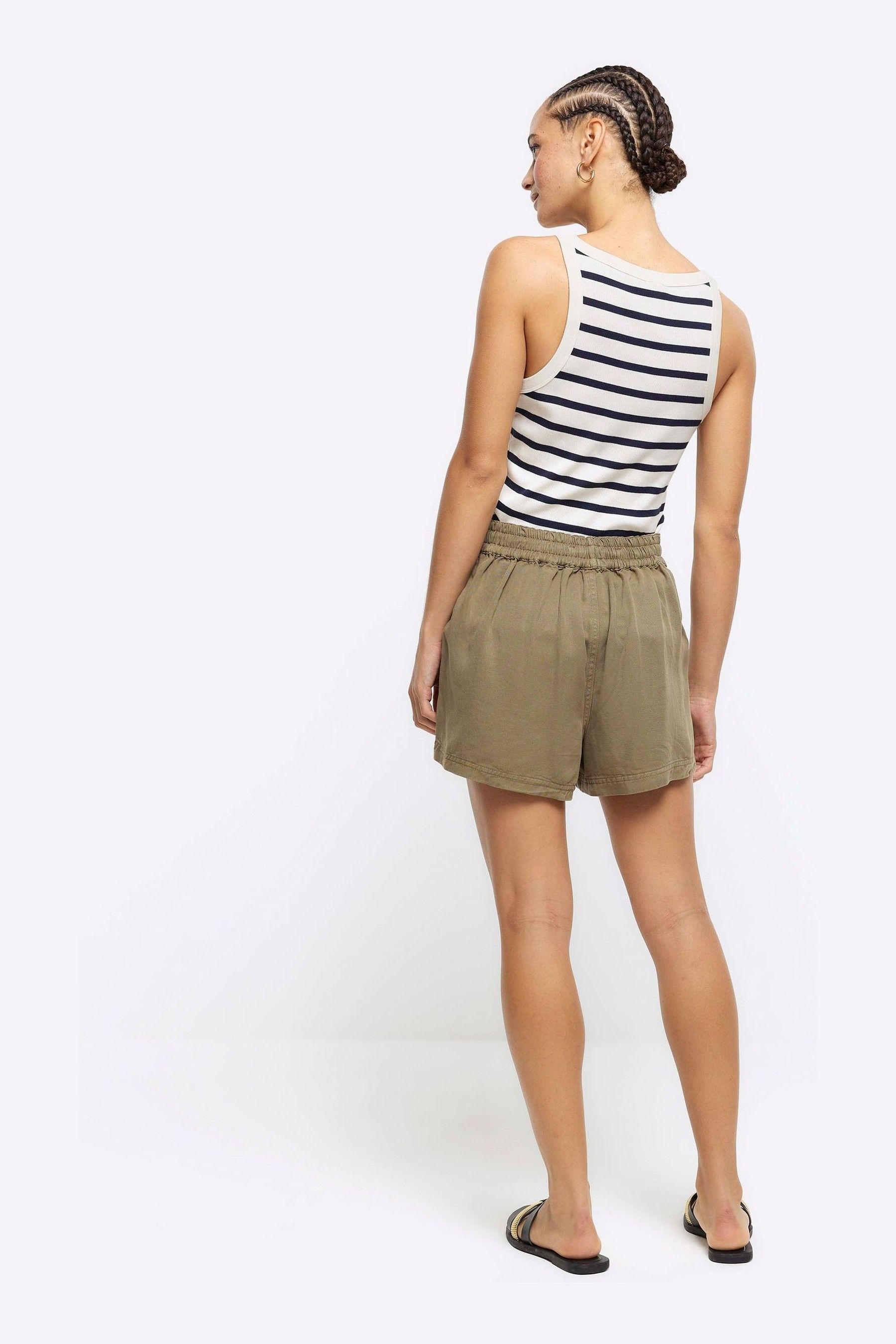 Buy River Island Green Casual Relaxed Lyocell Shorts from the Next UK online shop