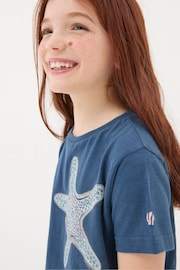 FatFace Blue Star Fish Graphic T-Shirt - Image 3 of 4