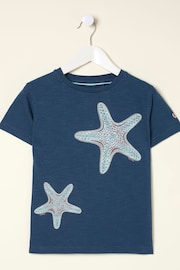 FatFace Blue Star Fish Graphic T-Shirt - Image 4 of 4