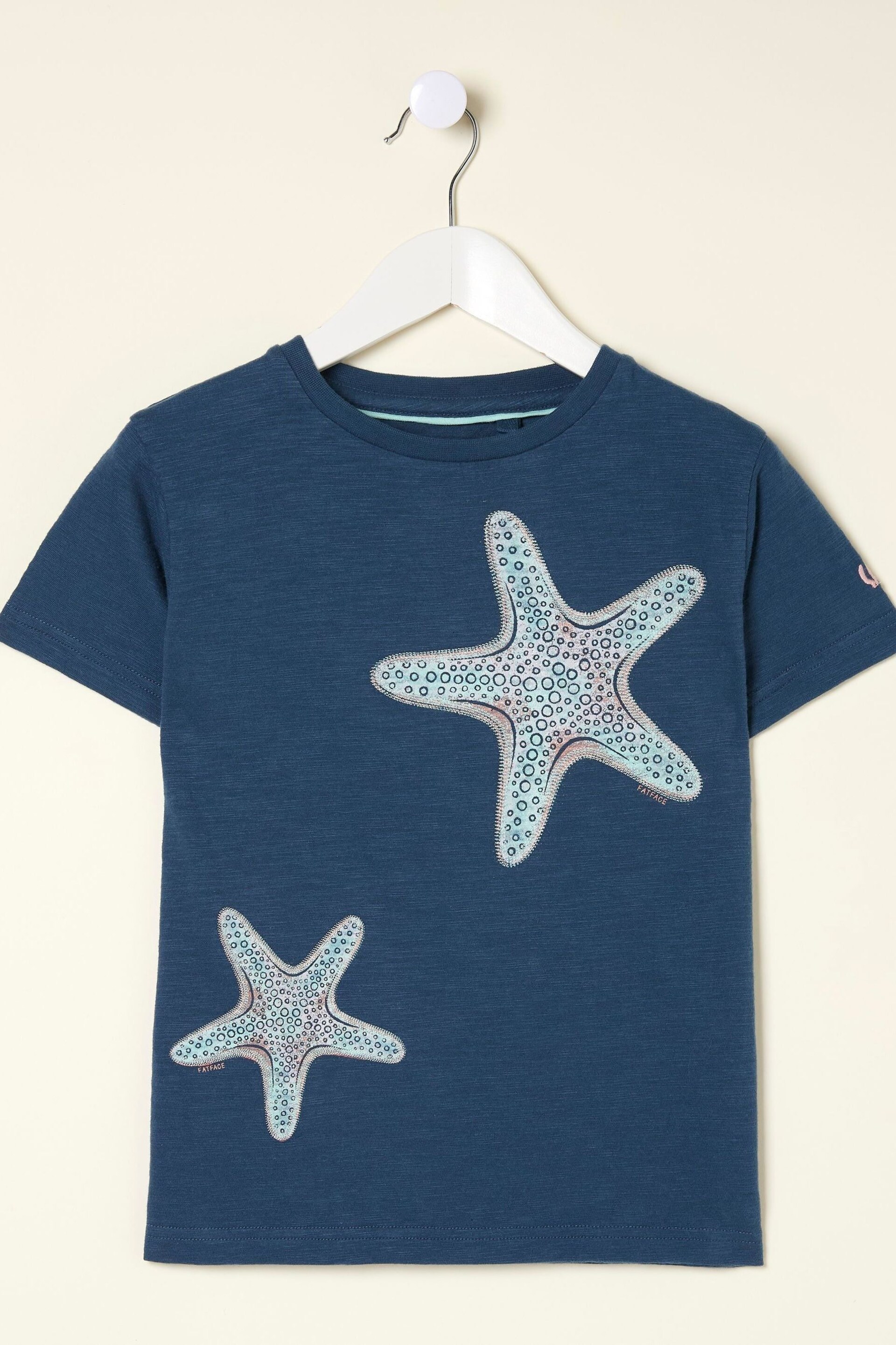 FatFace Blue Star Fish Graphic T-Shirt - Image 4 of 4